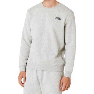Fila Men's Garran Fleece Crew long sleeve Sweatshirt, gray heather, S